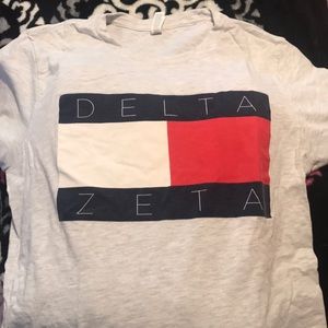 Delta zeta American flag / tommy style tee